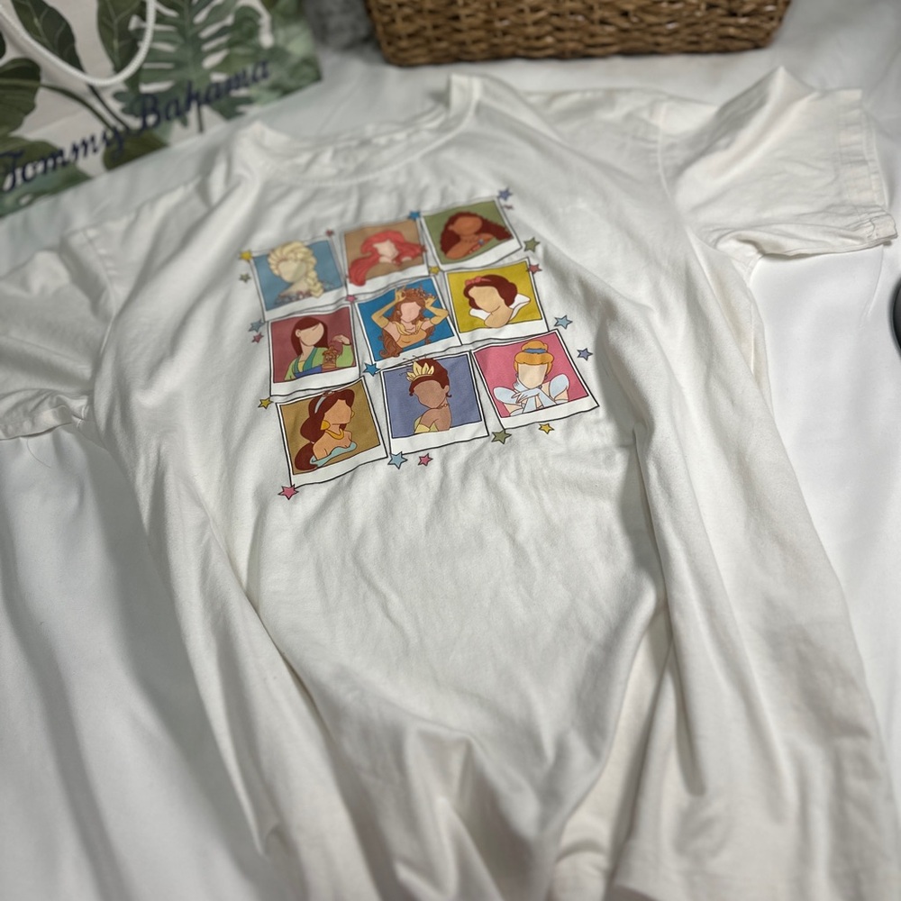 Disney Princess Graphic Tee with Cartoon Panels